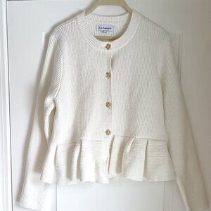 NEW! EN SAISON RUFFLE HEM CARDIGAN SWEATER 129.00
